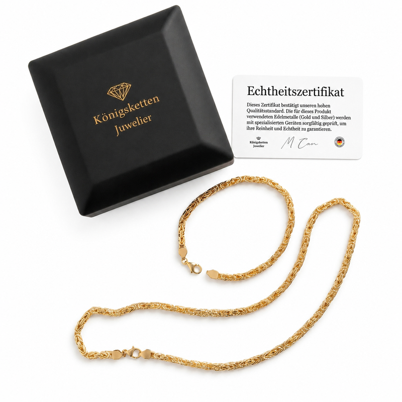 Königsketten Set 3mm – Halskette & Armband – 925er Silber – vergoldet