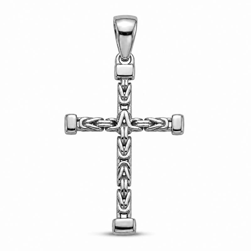 4mm Kreuzanhänger Königskette - 925er Silber - rhodiniert