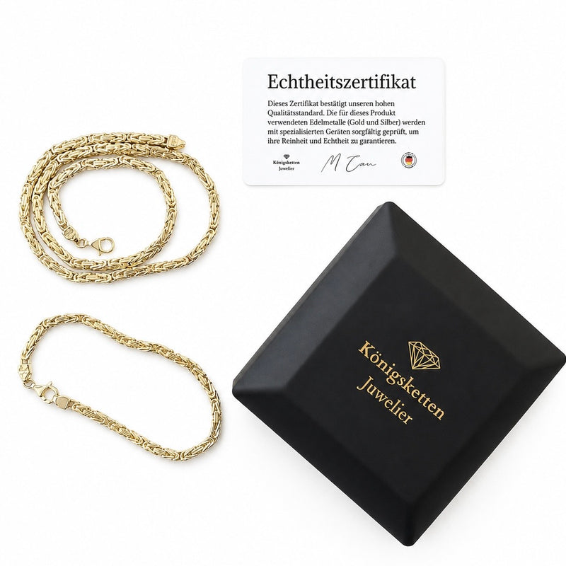 Königsketten Set 2.2mm Halskette & Armband – 925er Silber – vergoldet
