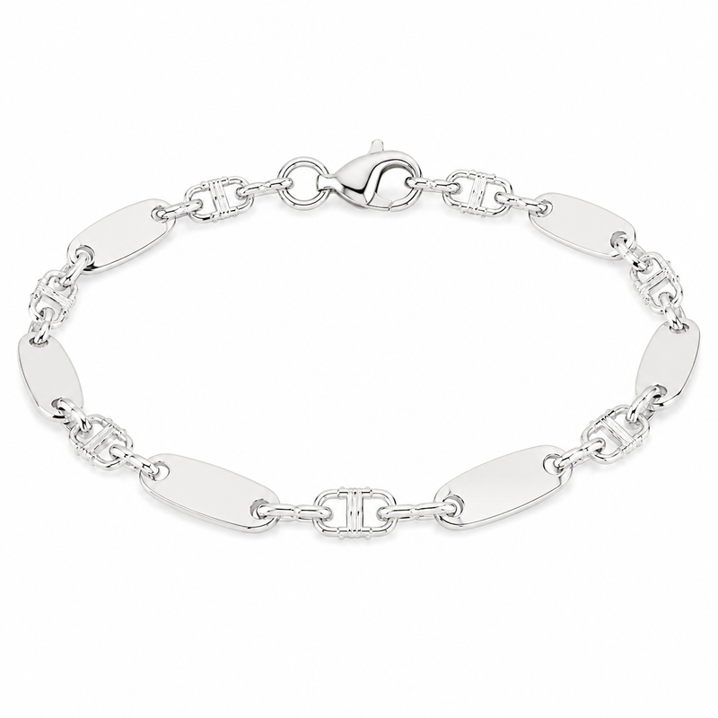PLATTENARMBAND 6MM BREIT - 925ER SILBER