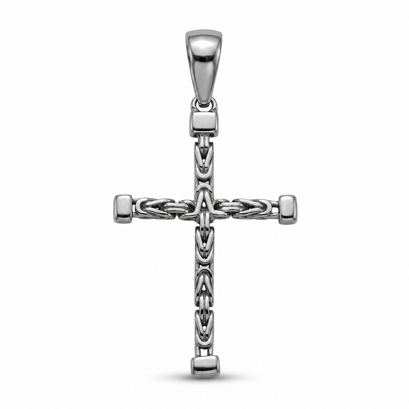 3mm Kreuzanhänger Königskette - 925er Silber - rhodiniert