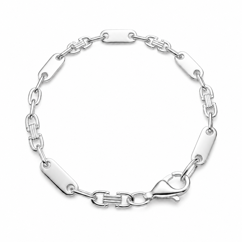 PLATTENARMBAND 6MM BREIT - 925ER SILBER