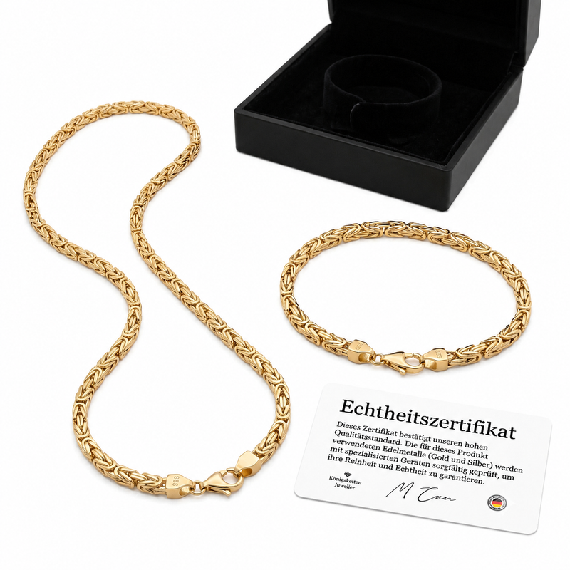 Königsketten Set 5mm – Halskette & Armband – 925er Silber – vergoldet