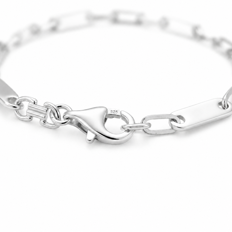 PLATTENARMBAND 6MM BREIT - 925ER SILBER