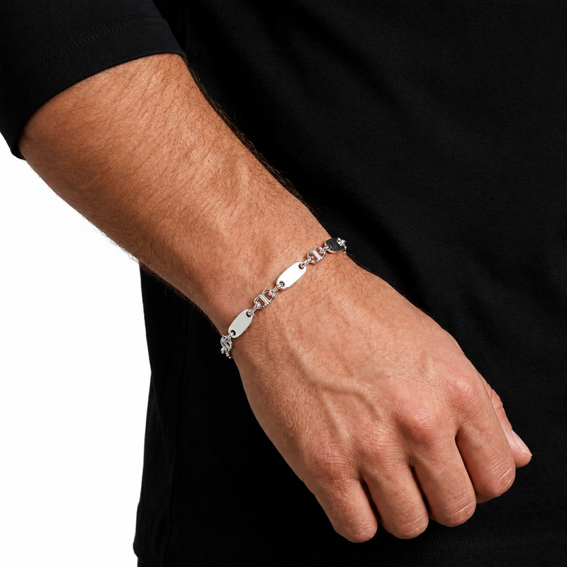 PLATTENARMBAND 6MM BREIT - 925ER SILBER