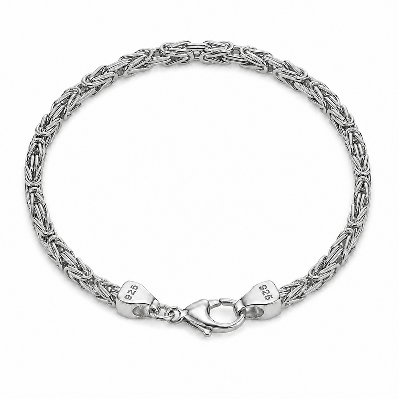 KÖNIGSARMBAND 4MM BREIT - 925ER SILBER - RHODINIERT